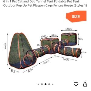 Foldable 6-in-1 Pet Tunnel & Playpen in Green with Orange Trim